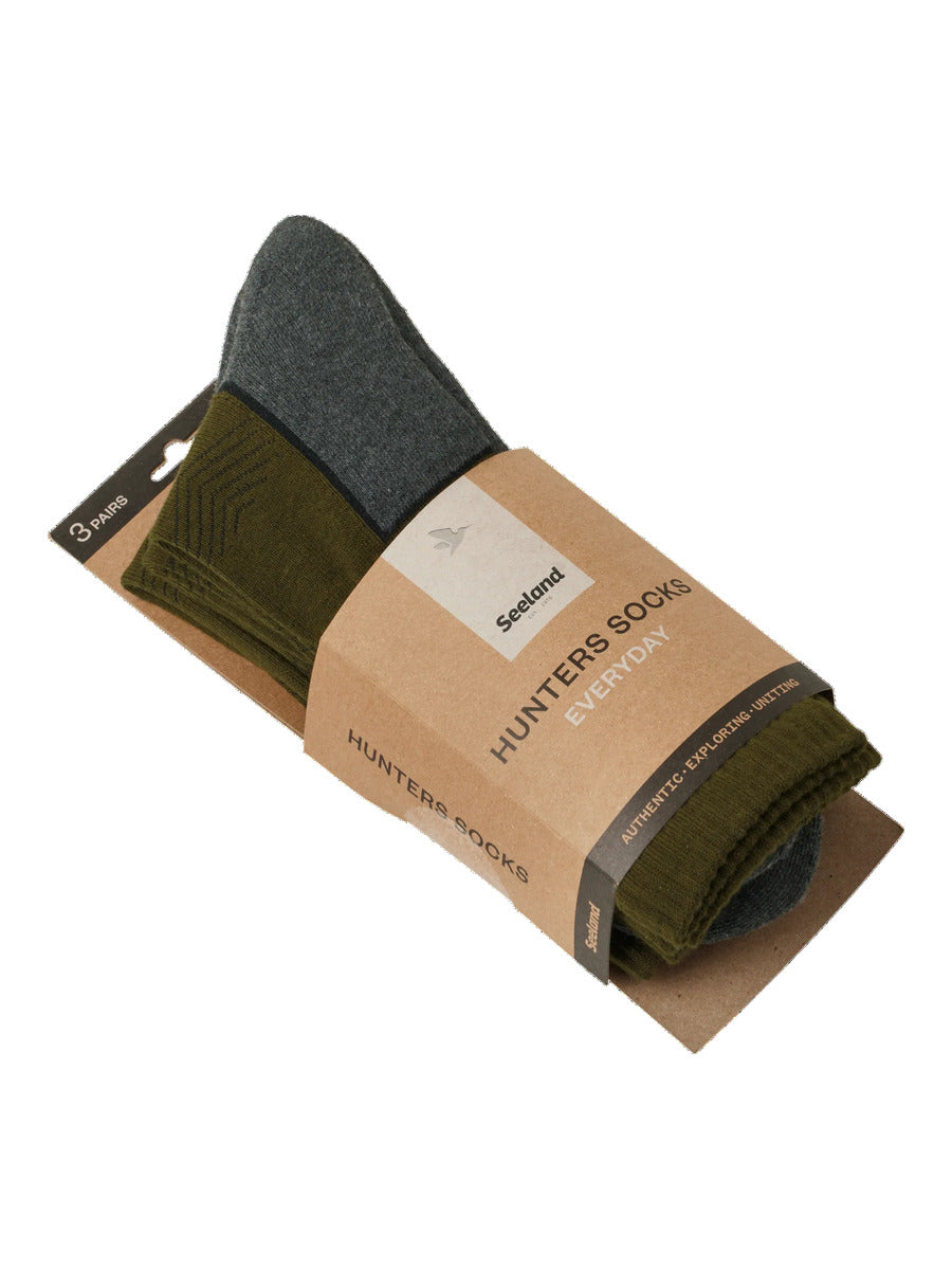 SEELAND Field Socks 3-Pack - Pine Green / Dark Grey