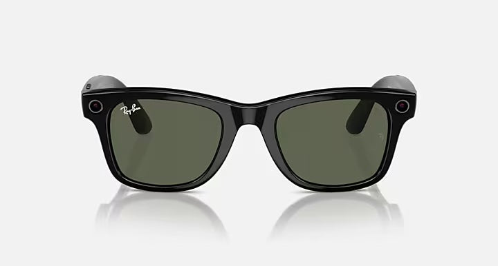 RAY-BAN Meta Wayfarer Smart Sunglasses - Black - Crystal Green Lens