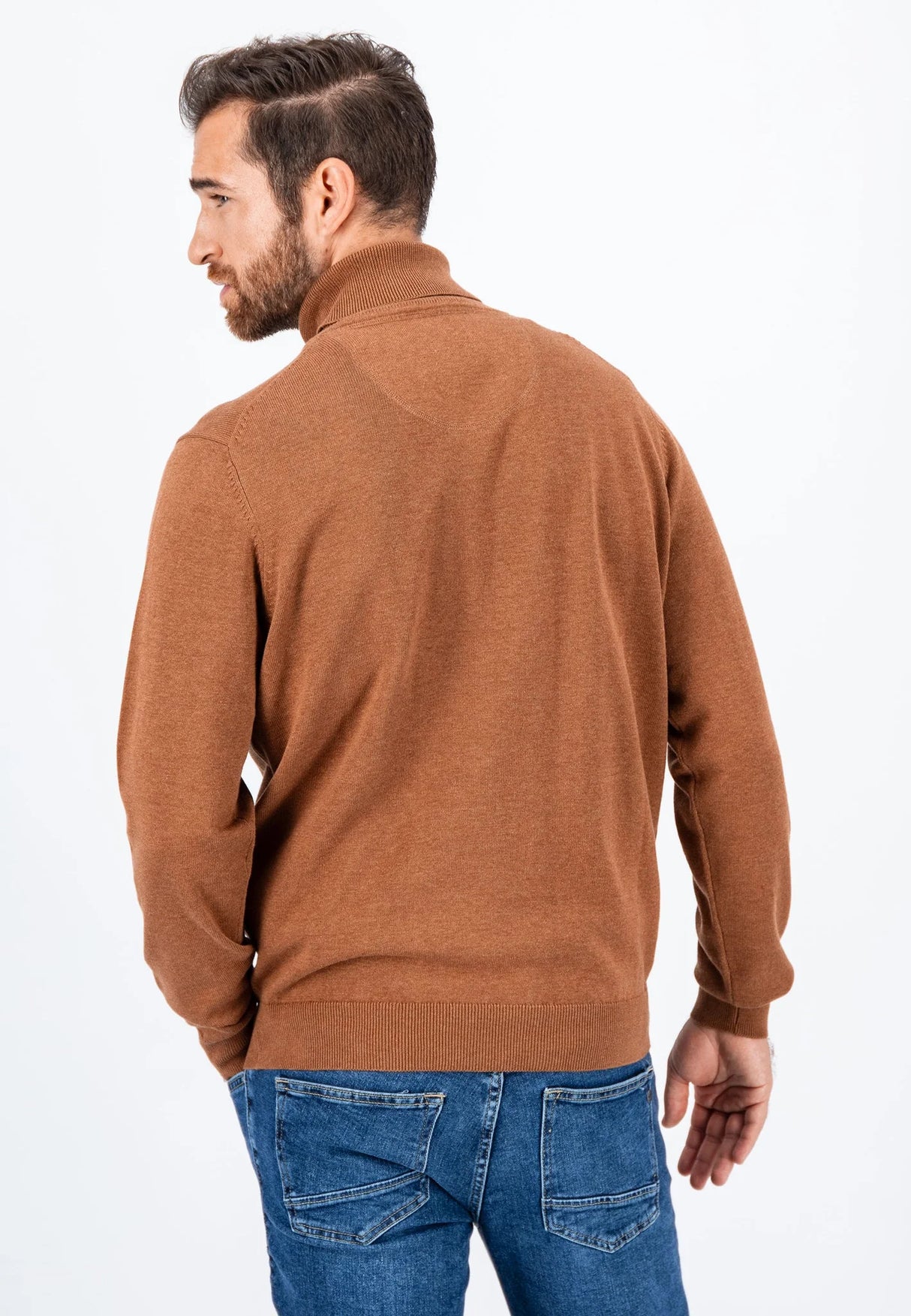 60% OFF FYNCH HATTON Turtle Neck Cotton Sweater - Men's – Hazel - Size: SMALL