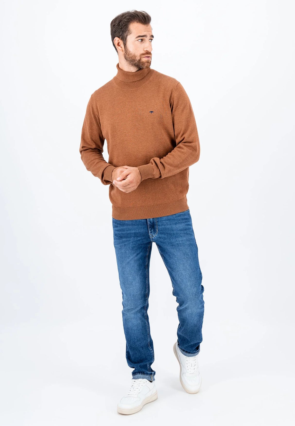 60% OFF FYNCH HATTON Turtle Neck Cotton Sweater - Men's – Hazel - Size: SMALL