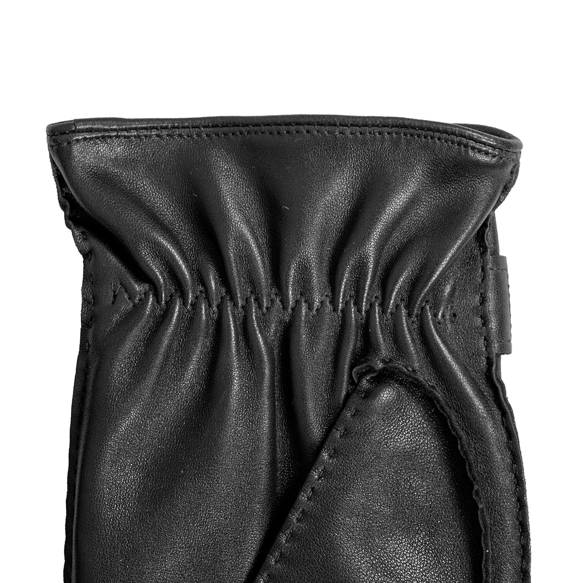 DENTS Hadleigh men’s handsewn lined leather gloves in black – left cuff