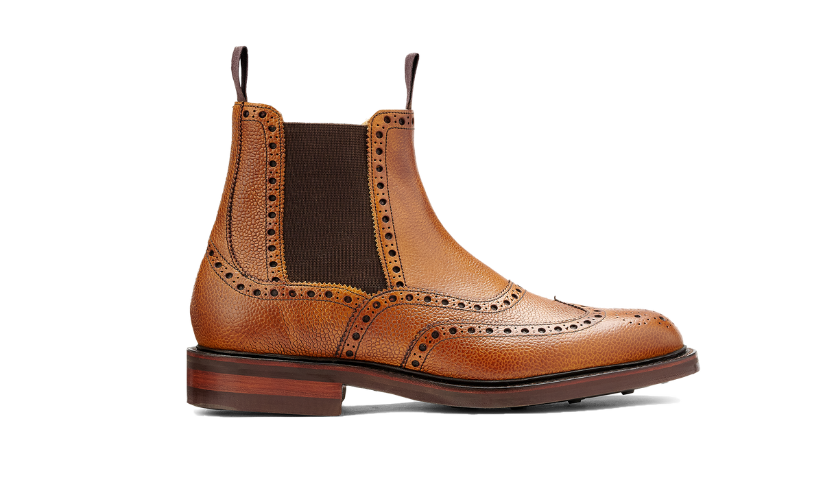 BARKER Bowness Boots - Mens Brogue - Cedar Grain - angled pair view