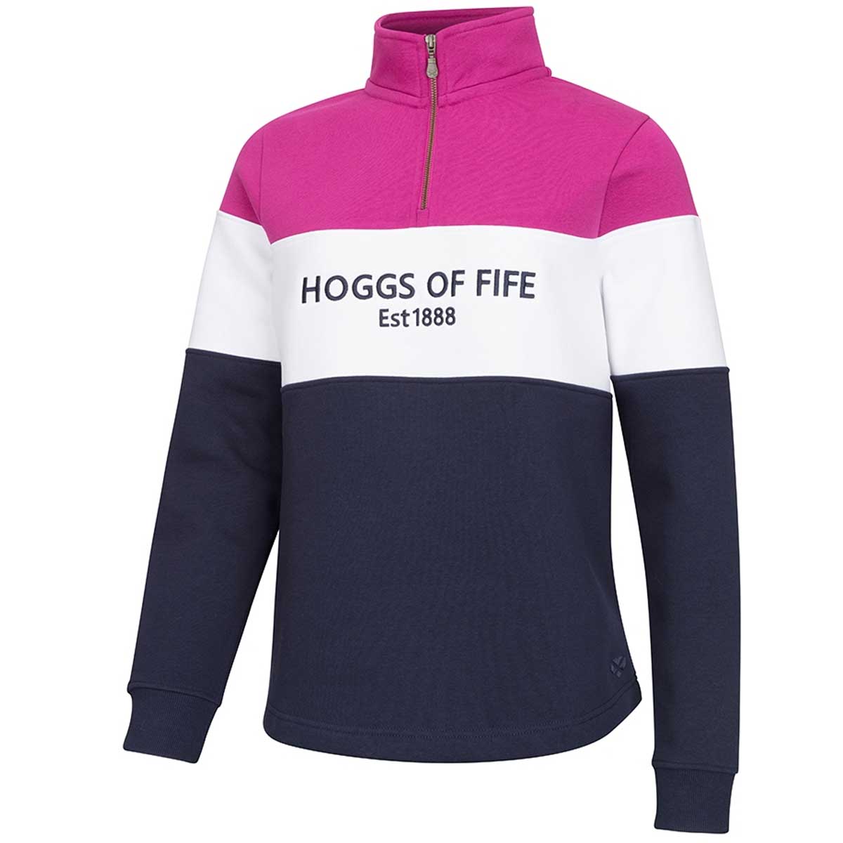 HOGGS OF FIFE Dumfries 1888 1/4 Zip Sweatshirt - Women's - Berry, White & Navy