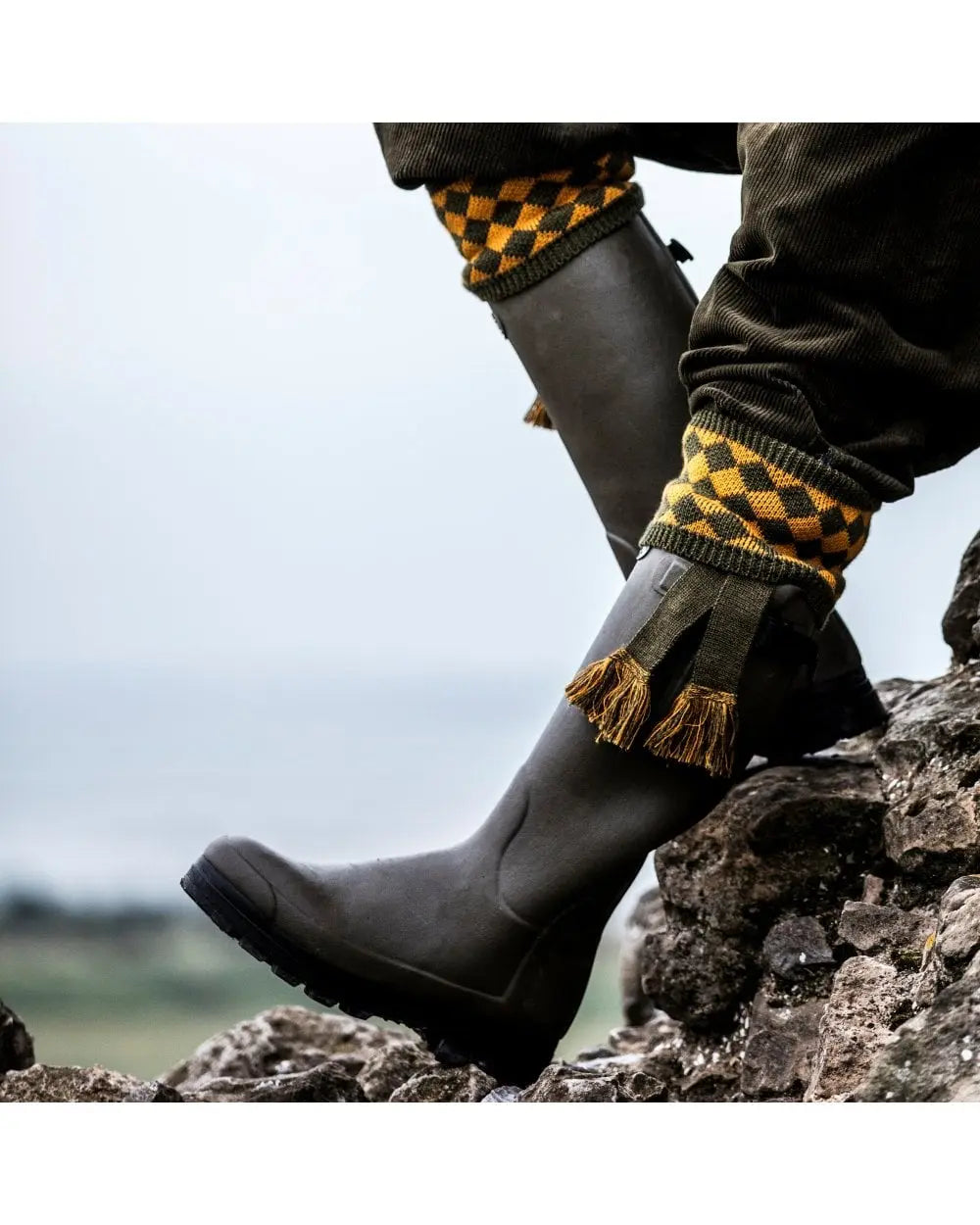 HOUSE OF CHEVIOT Chessboard Shooting Socks - Mens - Bracken House Of Cheviot