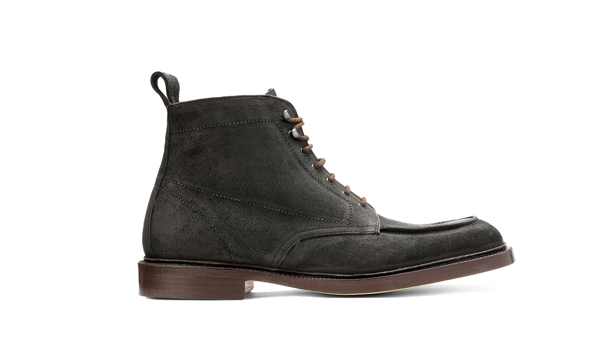 BARKER Jason Boots - Mens Lace Up - Black Split Suede - side view