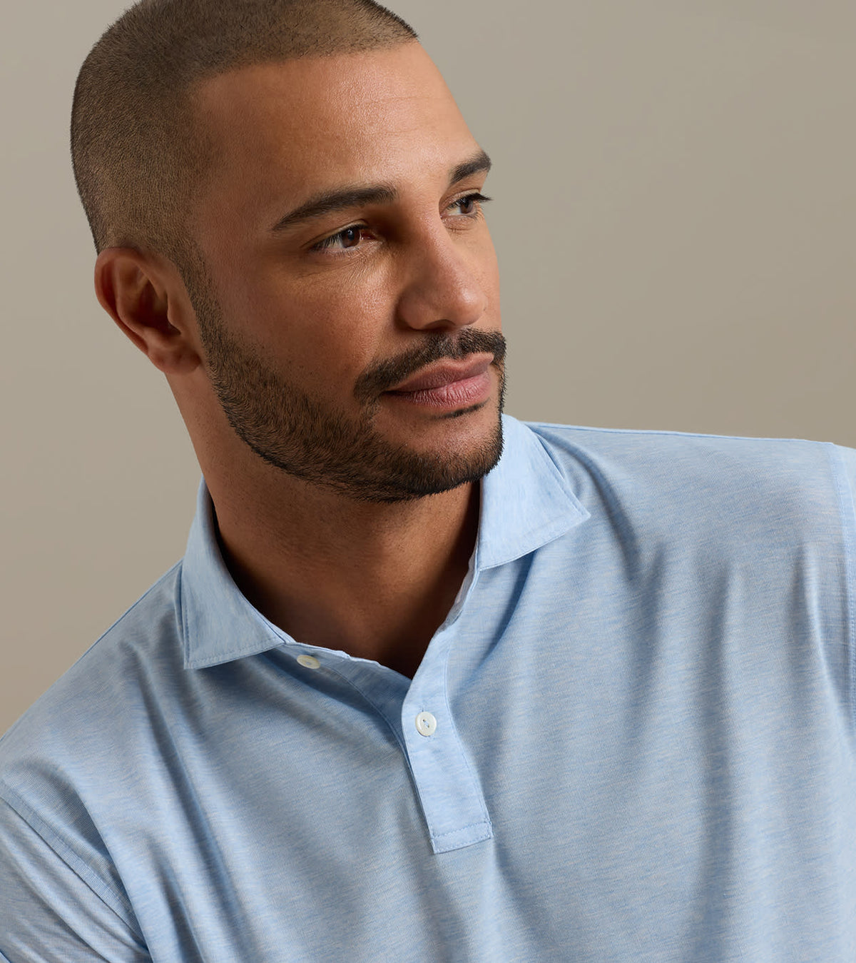 Peter Millar ETC Performance Jersey Polo in Cottage Blue - collar detail