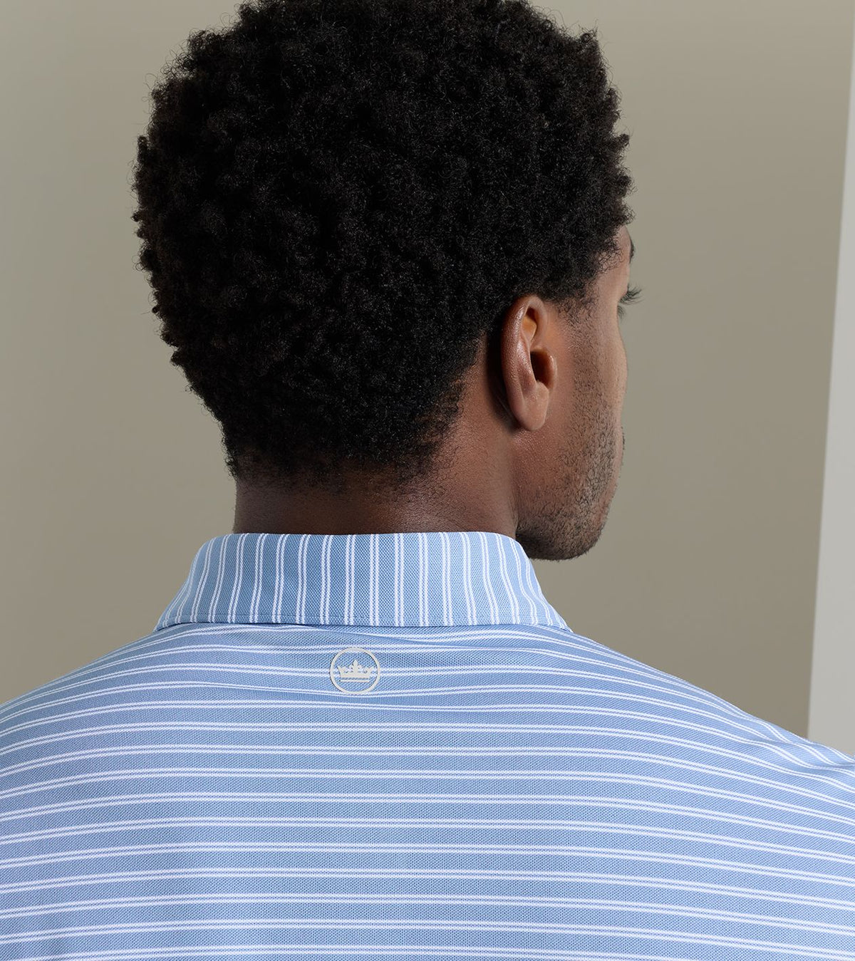 Peter Millar Beam Performance Mesh Polo in Windy Blue - fabric detail