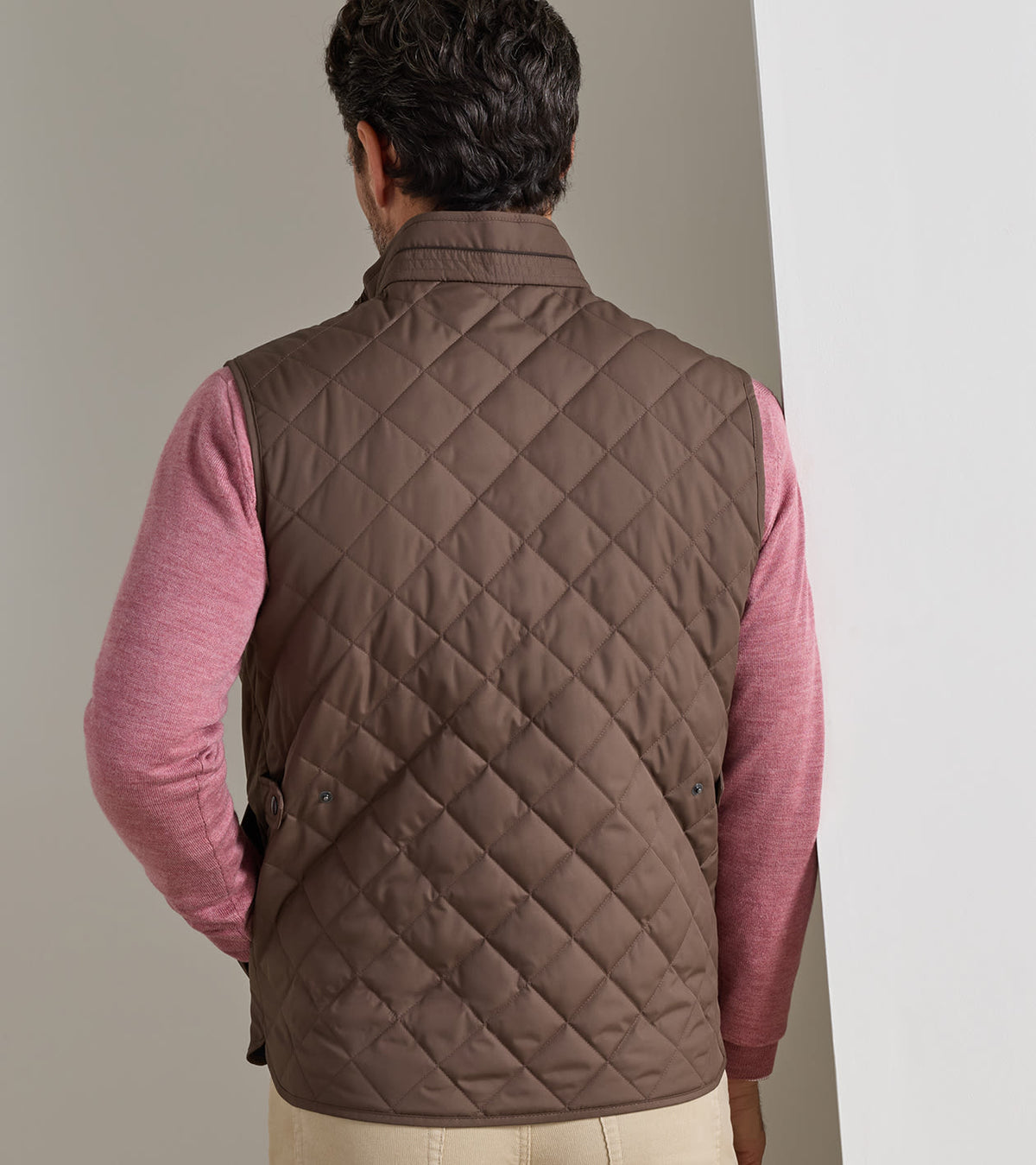 Peter Millar Essex Quilted Gilet in French Press - rear model view