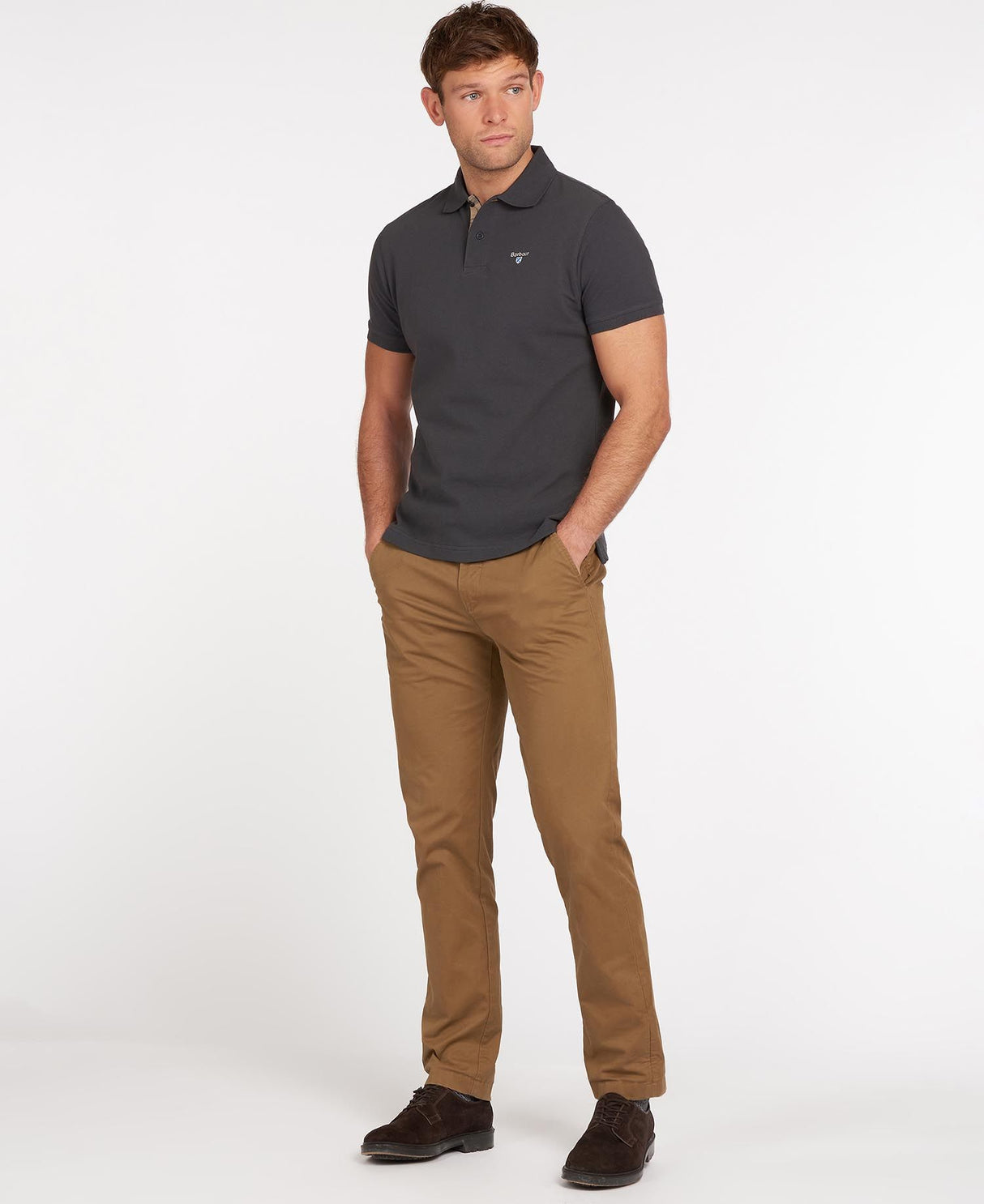 BARBOUR Tartan Pique Polo Shirt - Men's - Navy/Dress Barbour