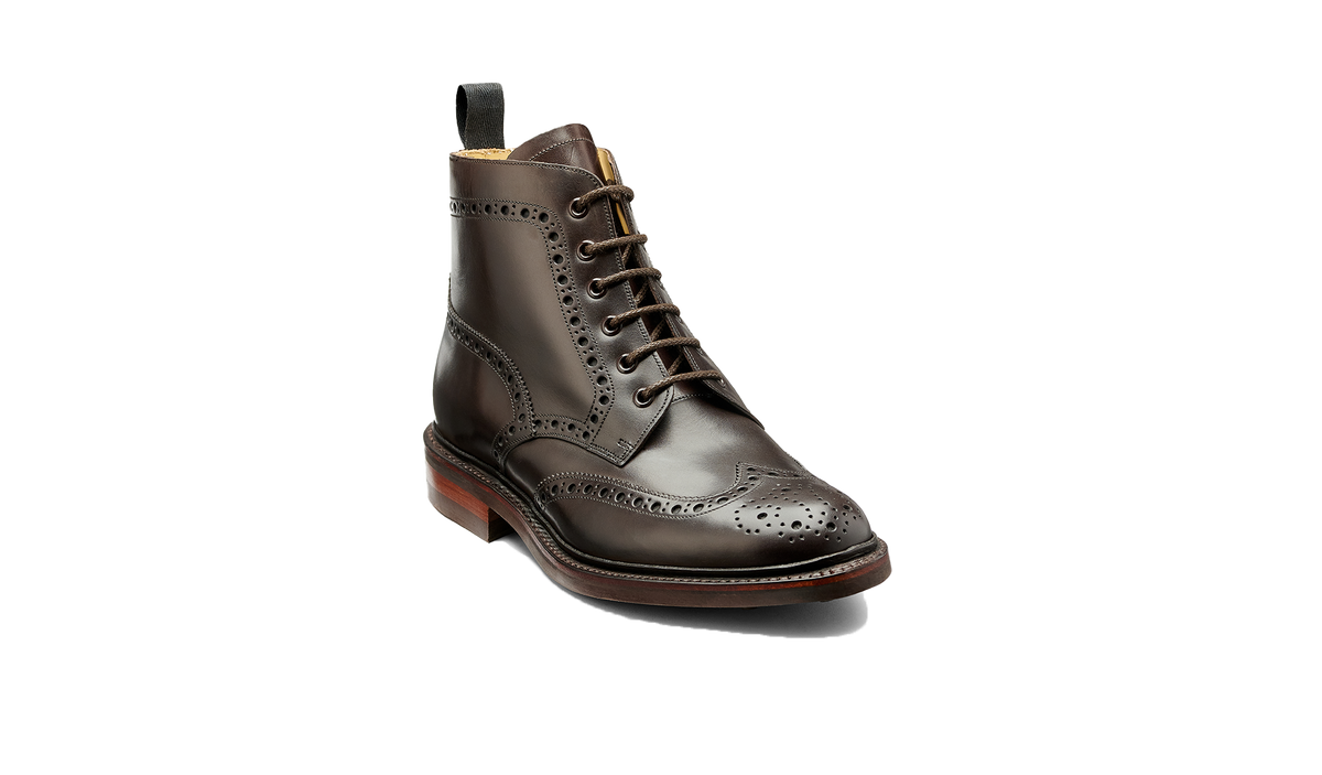 BARKER Pennine Boots - Mens Derby Brogue - Dark Ebano Calf - front view