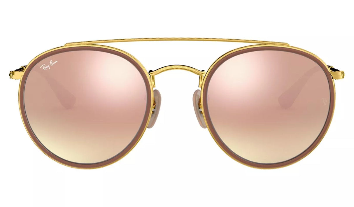 RAY-BAN Round Double Bridge Sunglasses - Polished Gold - Bronze Mirror Lens Ray-Ban