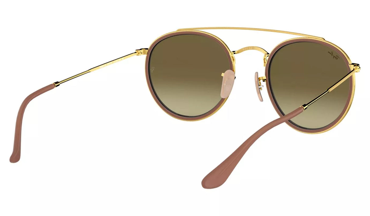 RAY-BAN Round Double Bridge Sunglasses - Polished Gold - Bronze Mirror Lens Ray-Ban