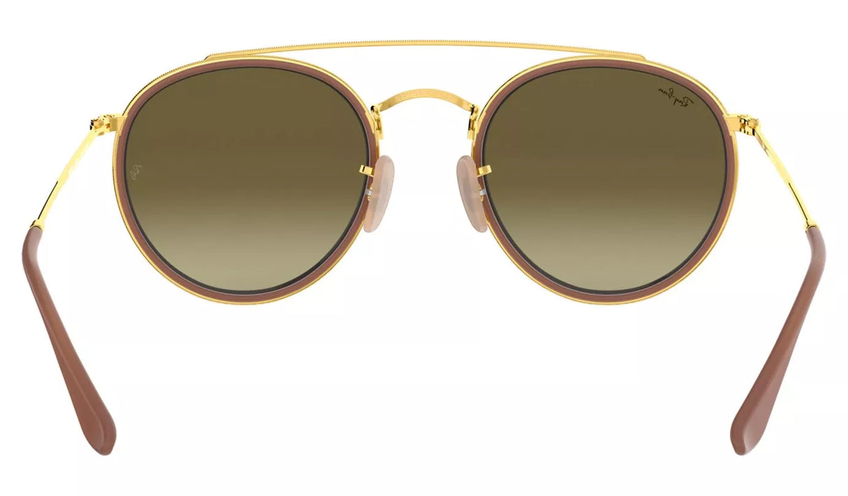 RAY-BAN Round Double Bridge Sunglasses - Polished Gold - Bronze Mirror Lens Ray-Ban