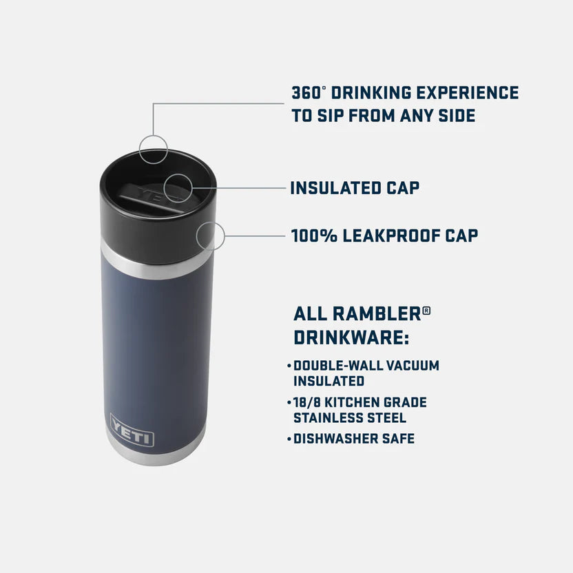 YETI Rambler 18 OZ (532ml) Bottle With Hotshot Cap - Black