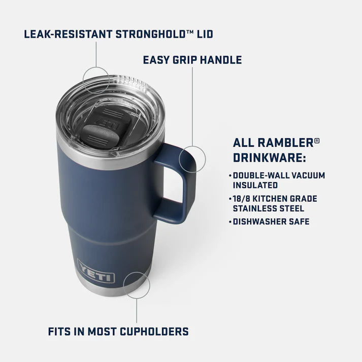 YETI Rambler 20 OZ (591ml) Travel Mug With Stronghold Lid - Spec