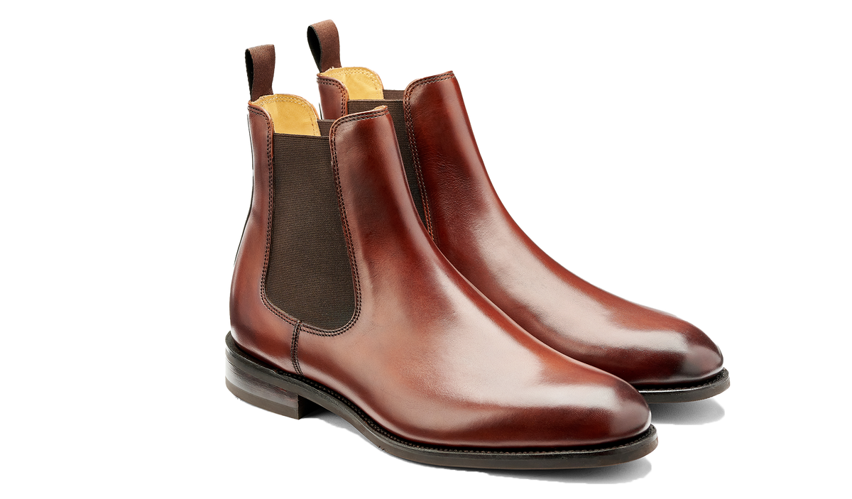 BARKER Wantage Boots - Mens Chelsea - Walnut Calf - angled pair view