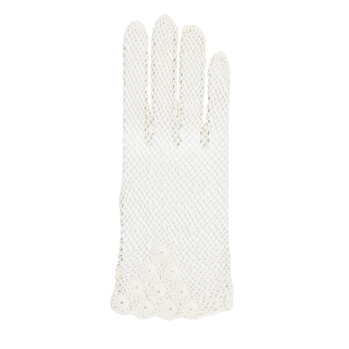 Women's cotton crochet gloves in ecru - single glove
