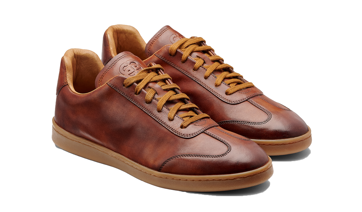 BARKER Wyatt Sneakers - Mens - Tan Dip Dyed - angled pair view