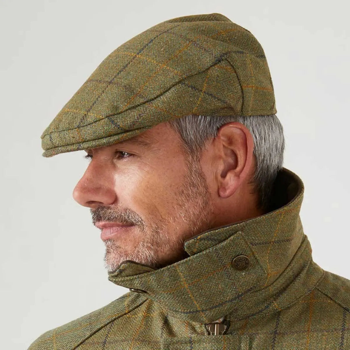 ALAN PAINE Rutland Mens Tweed Flat Cap - Dark Moss