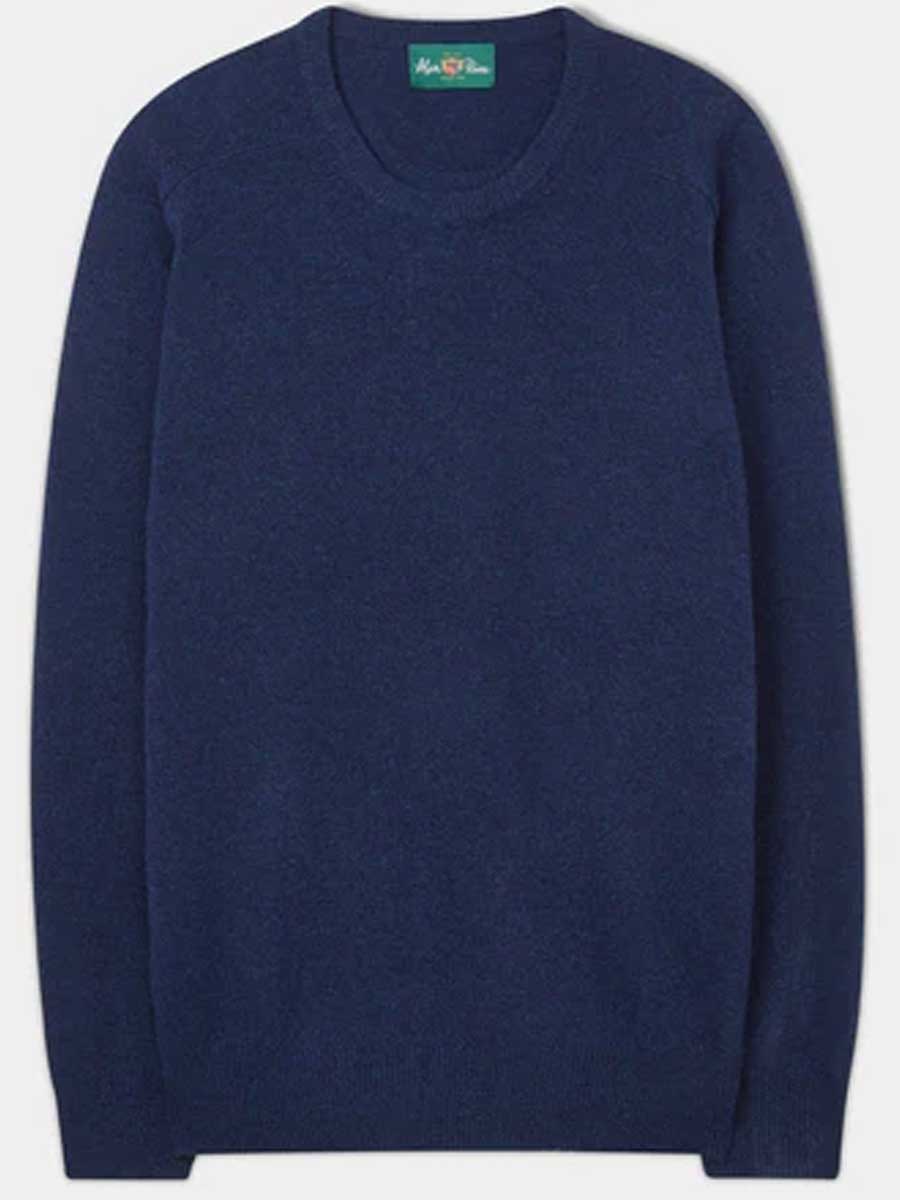 ALAN PAINE Dorset Crew Neck Lambswool Classic Fit Jumper - Mens - Indigo