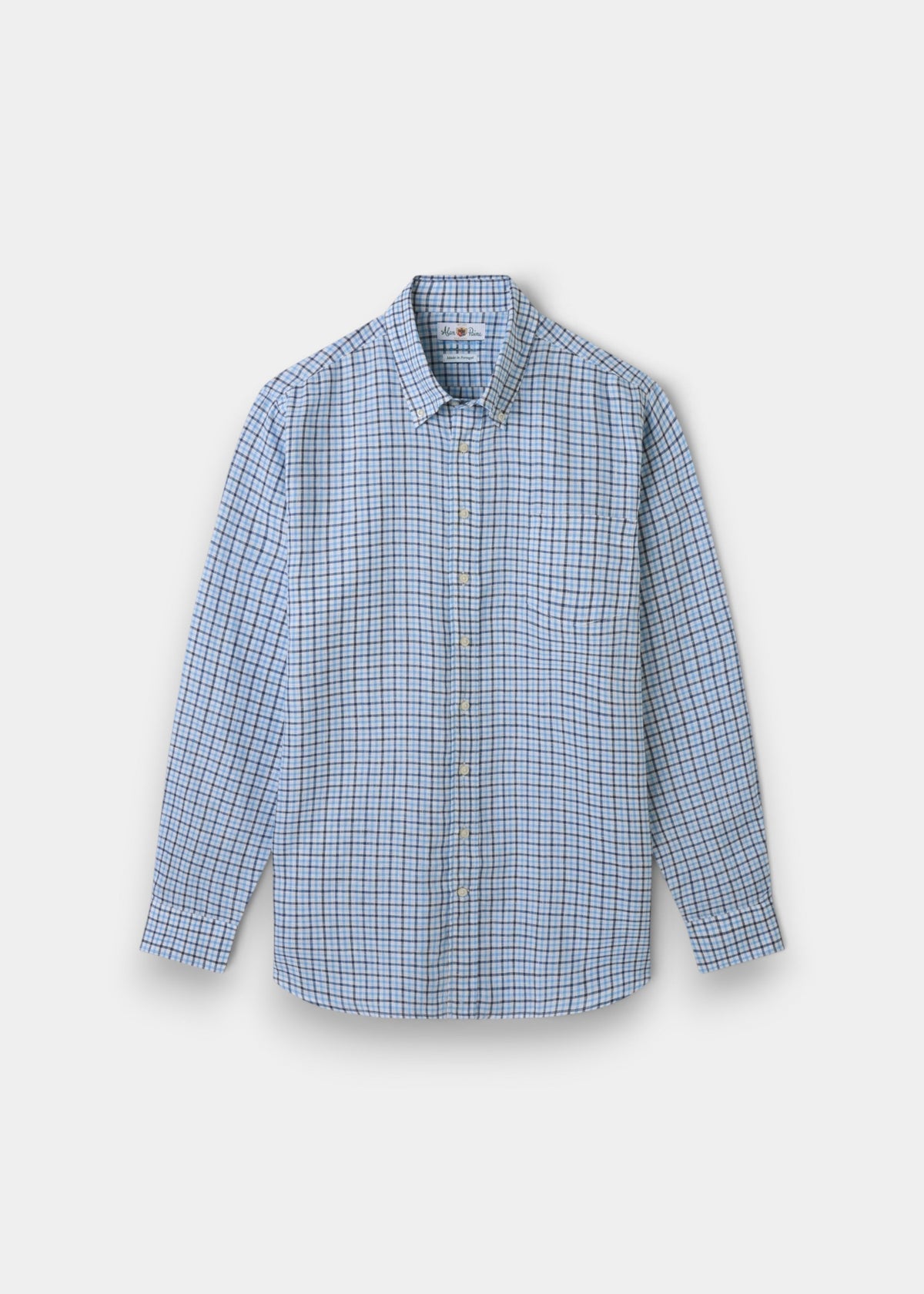 ALAN PAINE Fleetwood Mens Check Linen Shirt - Blue