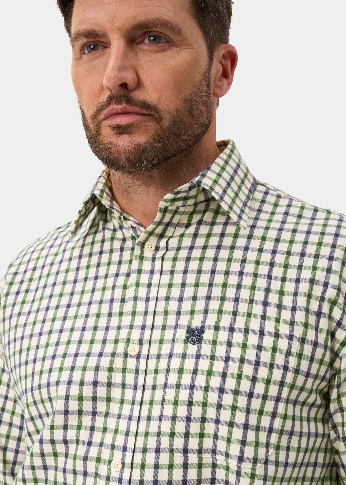 ALAN PAINE Ilkley Mens Country Check Shooting Shirt - Blue & Green