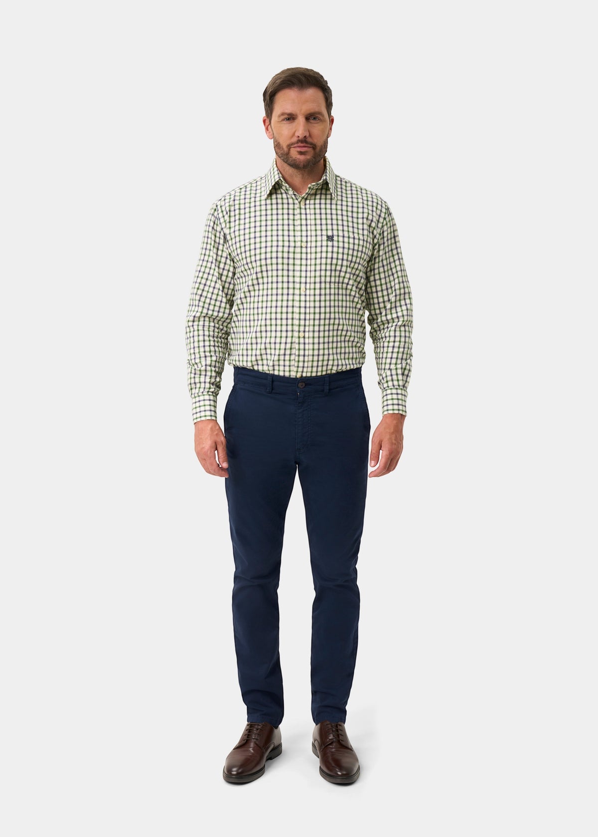 ALAN PAINE Ilkley Mens Country Check Shooting Shirt - Blue & Green