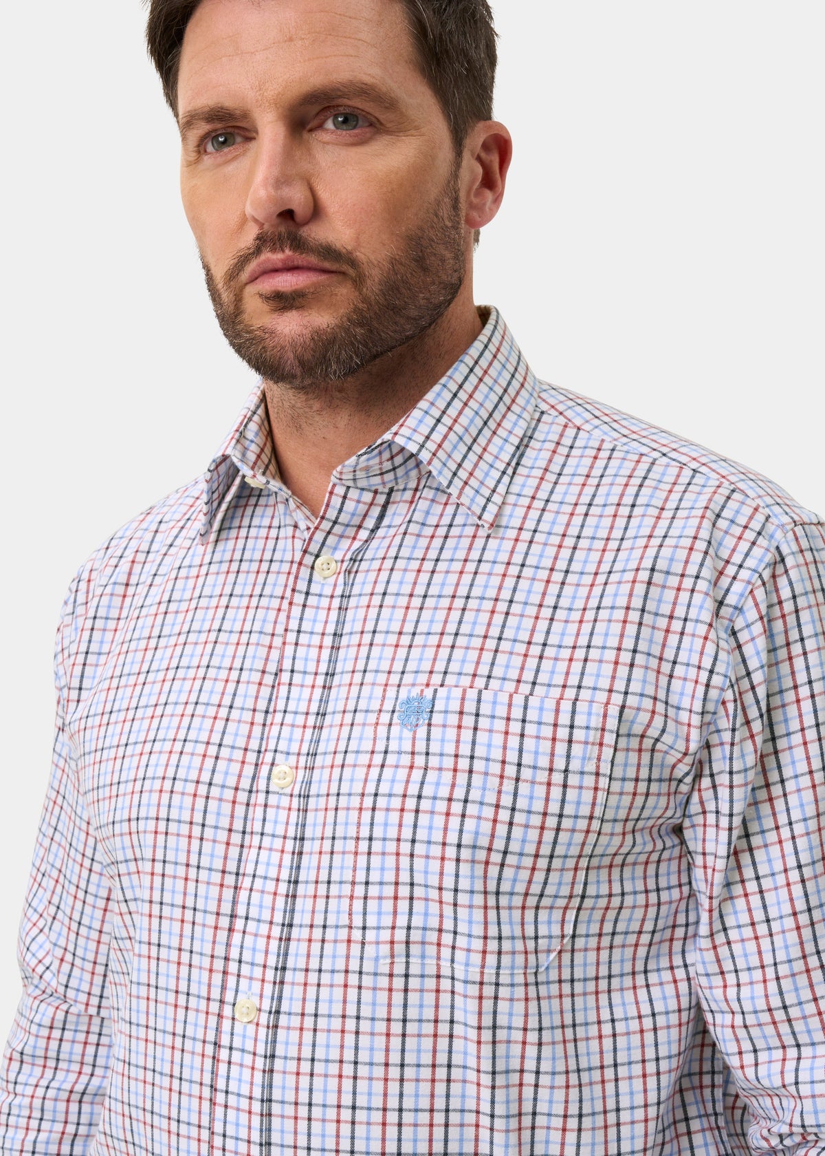 ALAN PAINE Ilkley Mens Country Check Shooting Shirt - Blue & Red