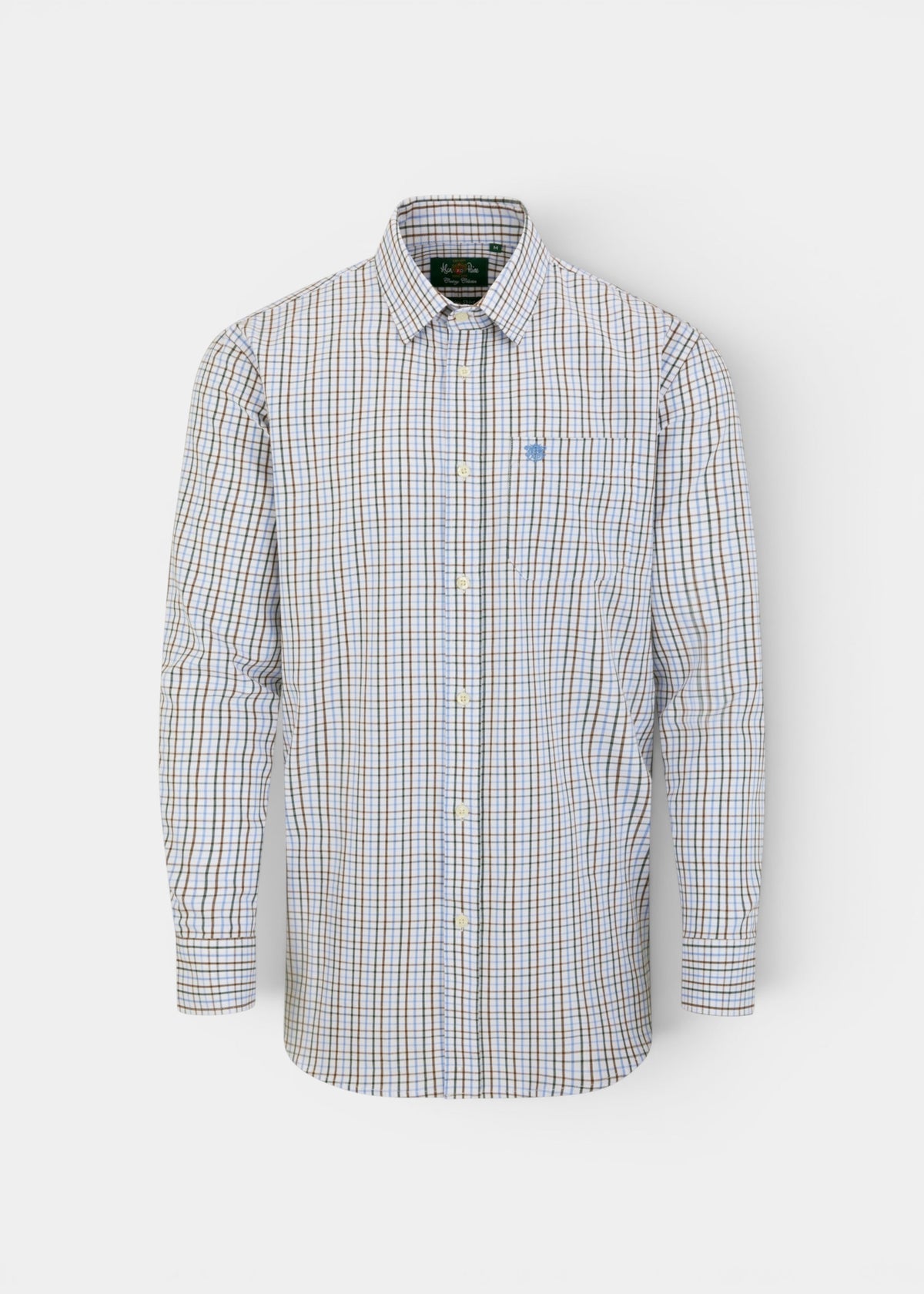 ALAN PAINE Ilkley Mens Country Check Shooting Shirt - Green & Brown