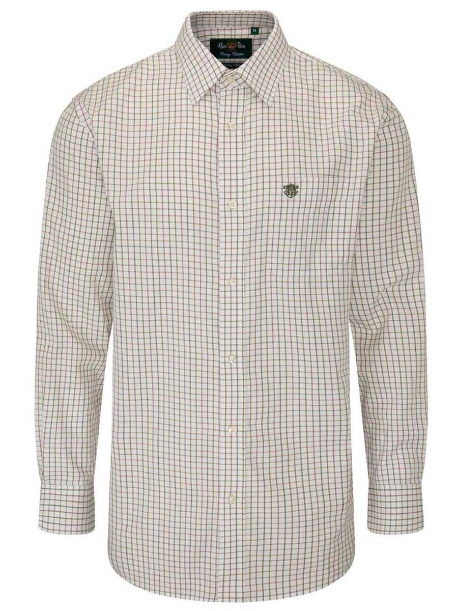 ALAN PAINE Ilkley Mens Country Check Shooting Shirt - Olive