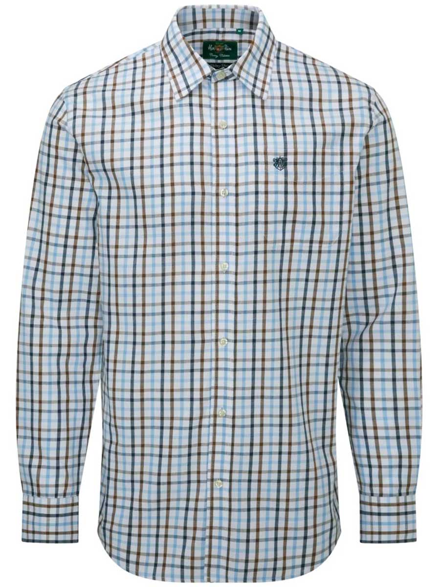 ALAN PAINE Ilkley Shooting Shirt - Mens Country Check - Blue & Brown