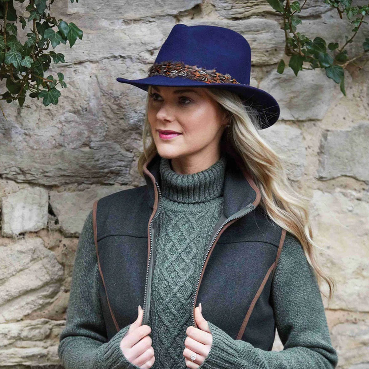 ALAN PAINE Richmond Fedora Hat - Blue