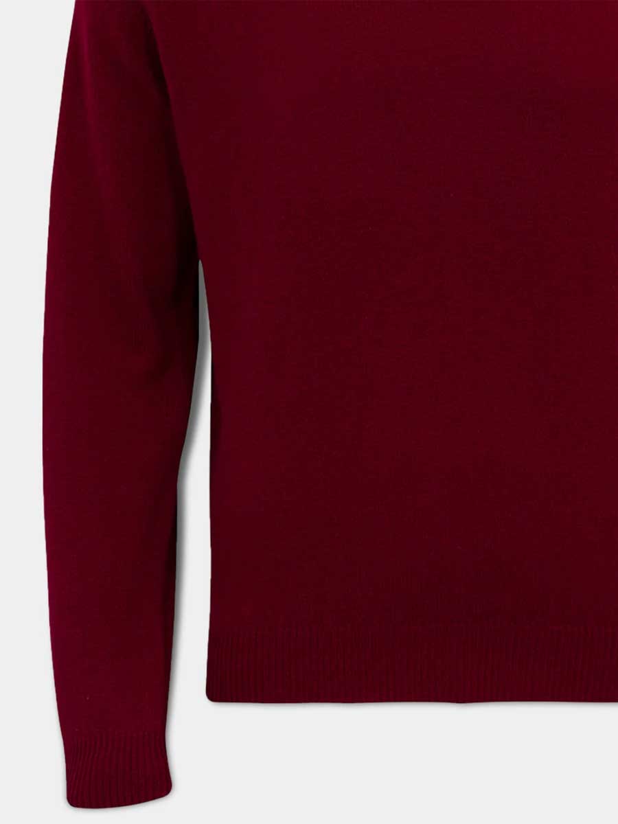 ALAN PAINE Streetly Men's V Neck Lambswool Jumper - Bordeaux