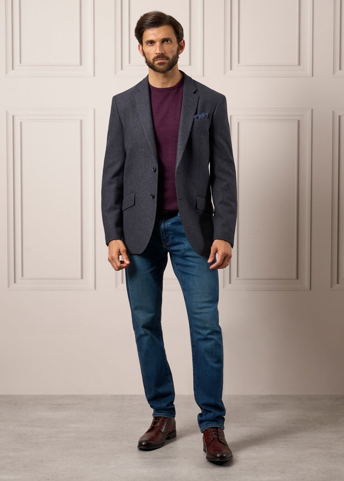 ALAN PAINE Surrey Mens Tweed Blazer - Blue