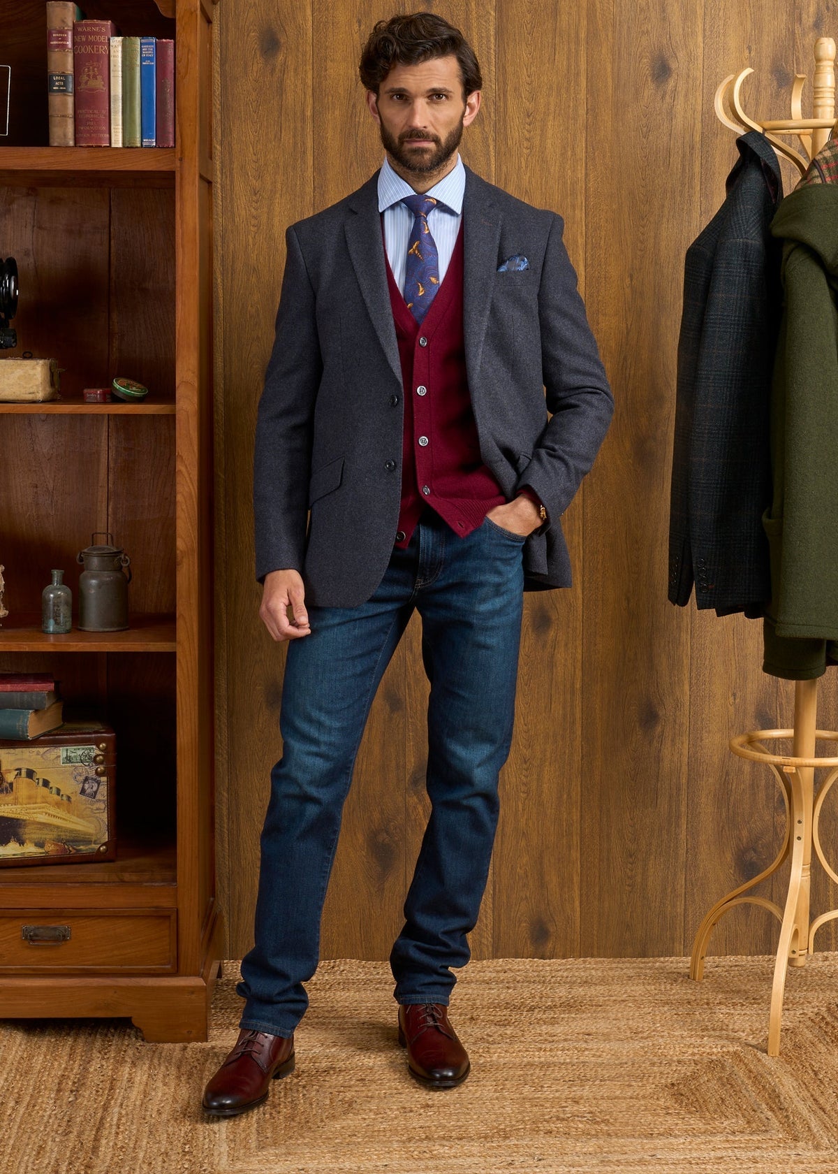 ALAN PAINE Surrey Mens Tweed Blazer - Blue