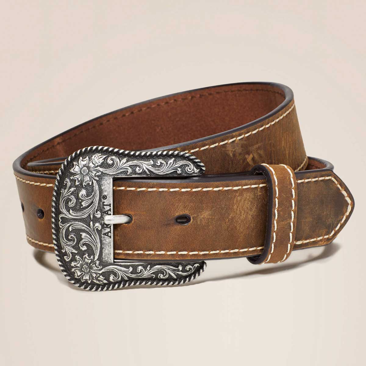 ARIAT Accent Stitch Western Style Belt - Womens - Brown