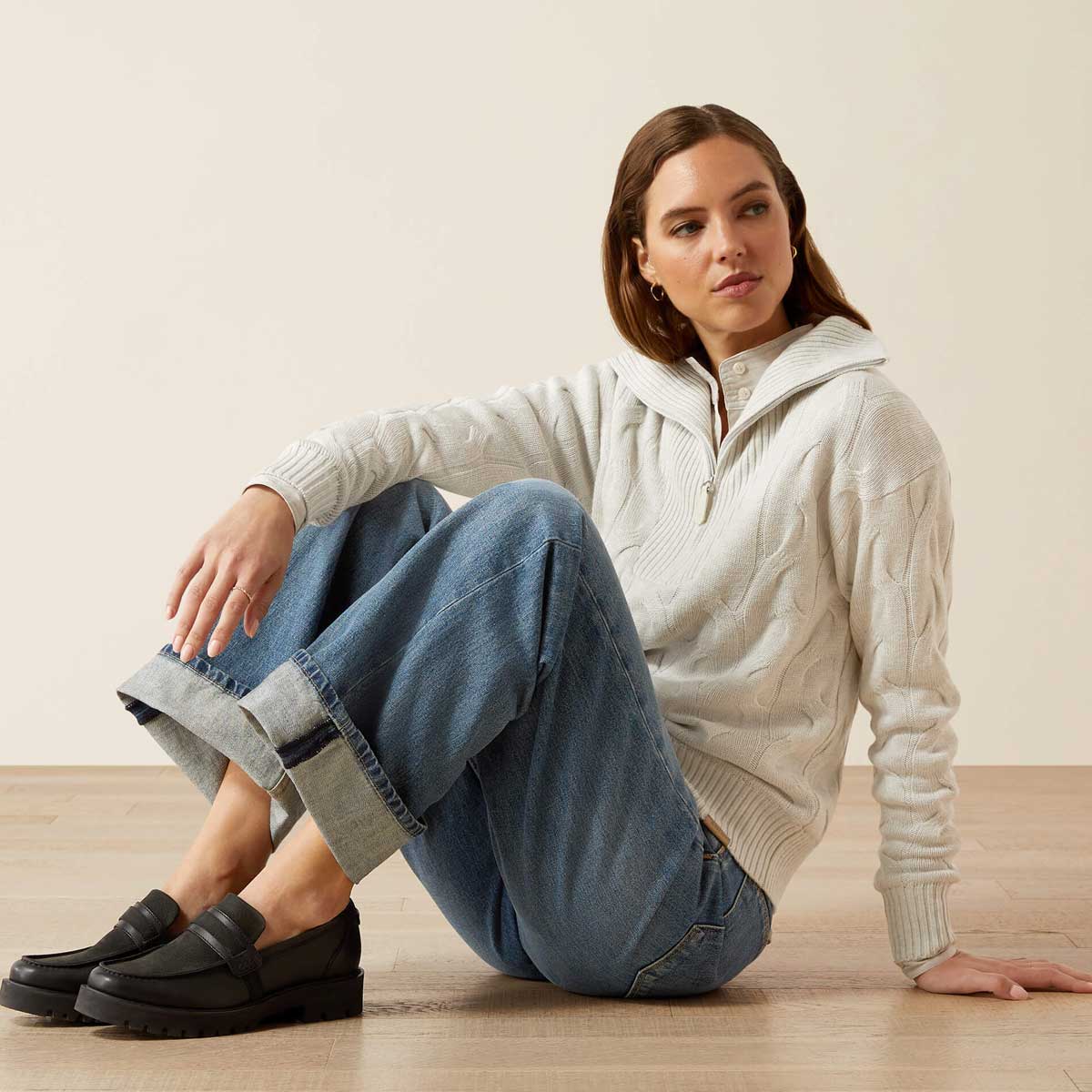 ARIAT Alamere Half Zip Sweater - Womens - Moonstruck Heather