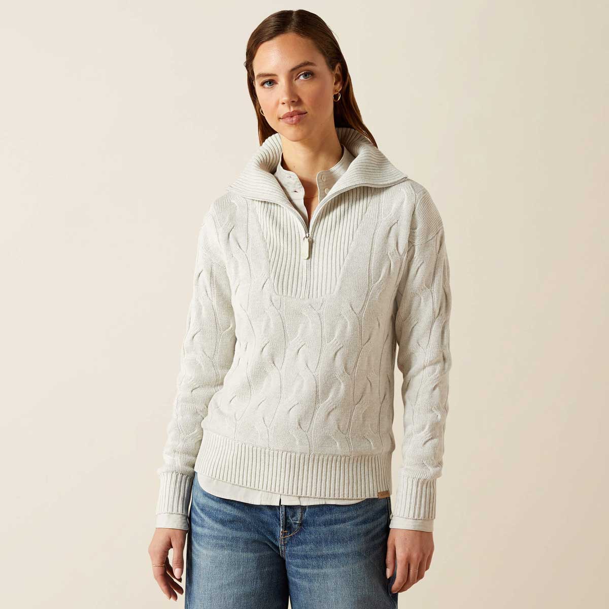 ARIAT Alamere Half Zip Sweater - Womens - Moonstruck Heather