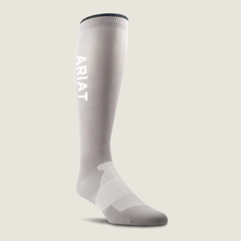 Ariat AriatTEK Essential Performance Sock 2 Pair Multi Colour Pack in Black Zinc, zinc grey sock side view