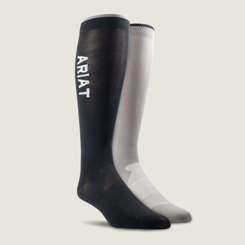 Ariat AriatTEK Essential Performance Sock 2 Pair Multi Colour Pack in Black Zinc, black and zinc socks in the two-pair pack