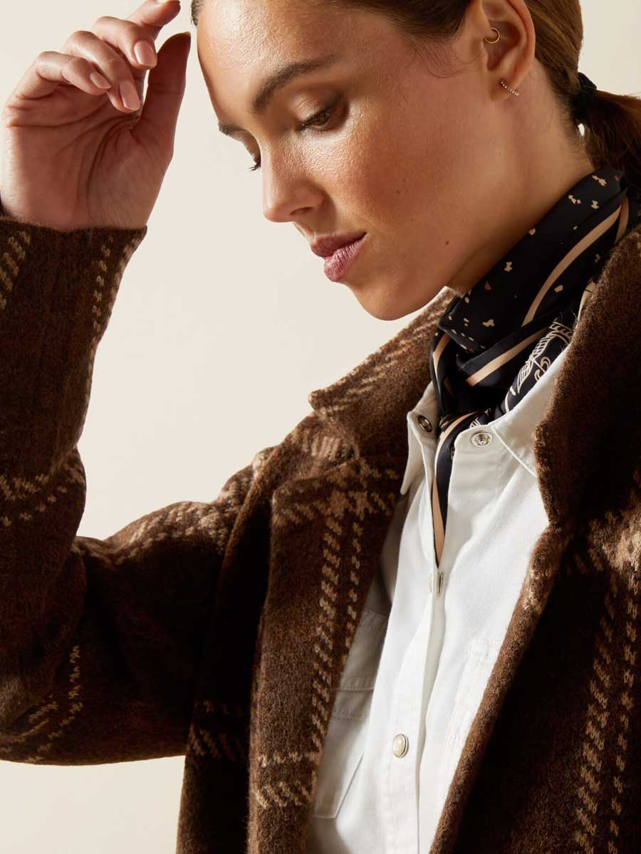 ARIAT Ballston Wool Cardigan - Women's - Sorrel Horse Plaid