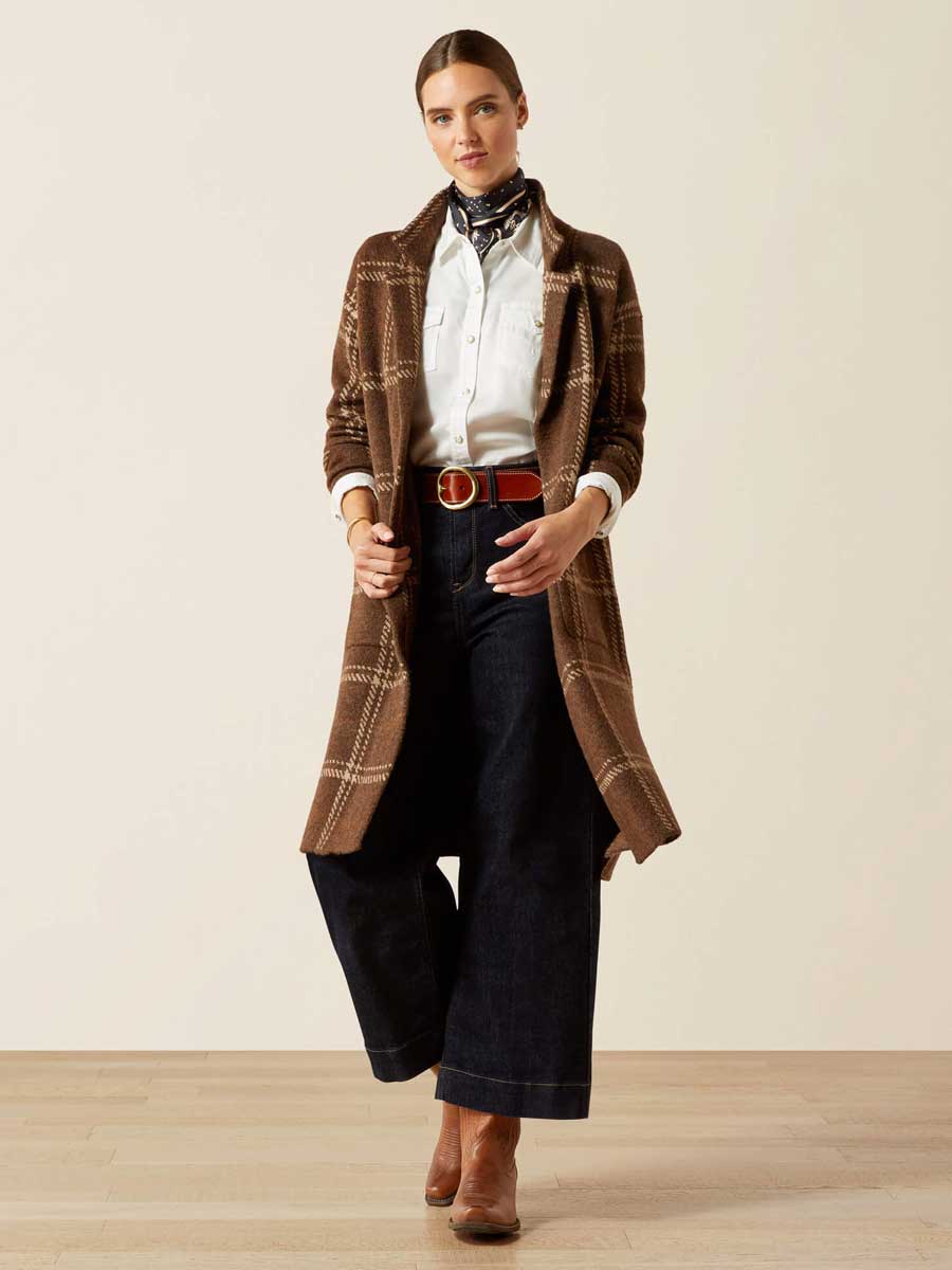ARIAT Ballston Wool Cardigan - Women's - Sorrel Horse Plaid
