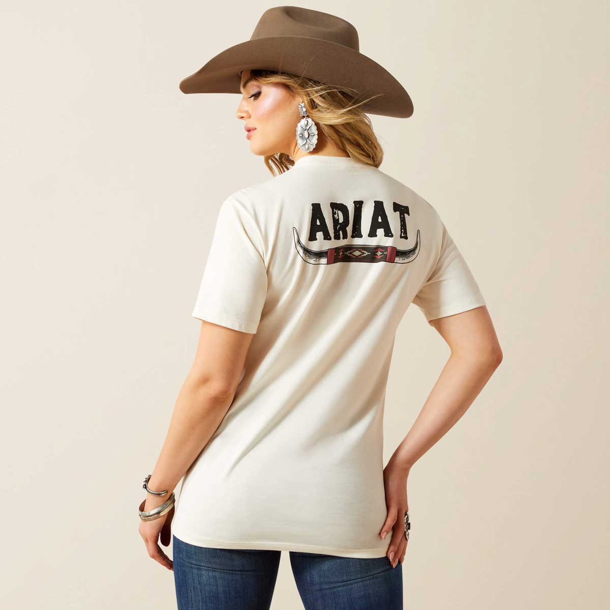 ARIAT Bull Horns T-Shirt - Womens - Natural