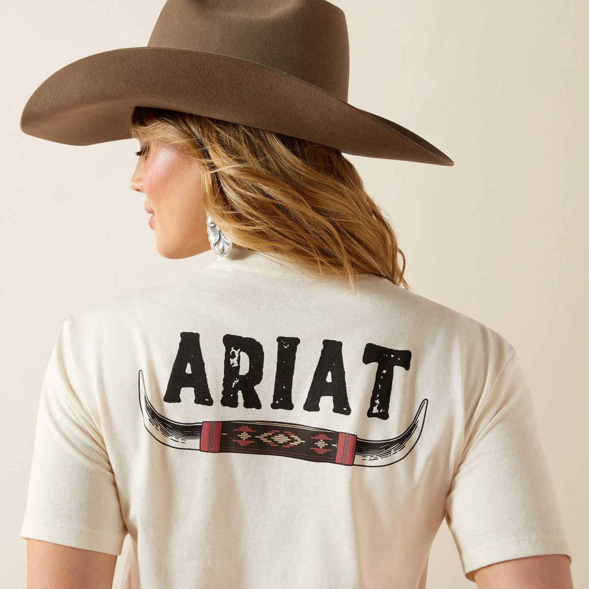 ARIAT Bull Horns T-Shirt - Womens - Natural
