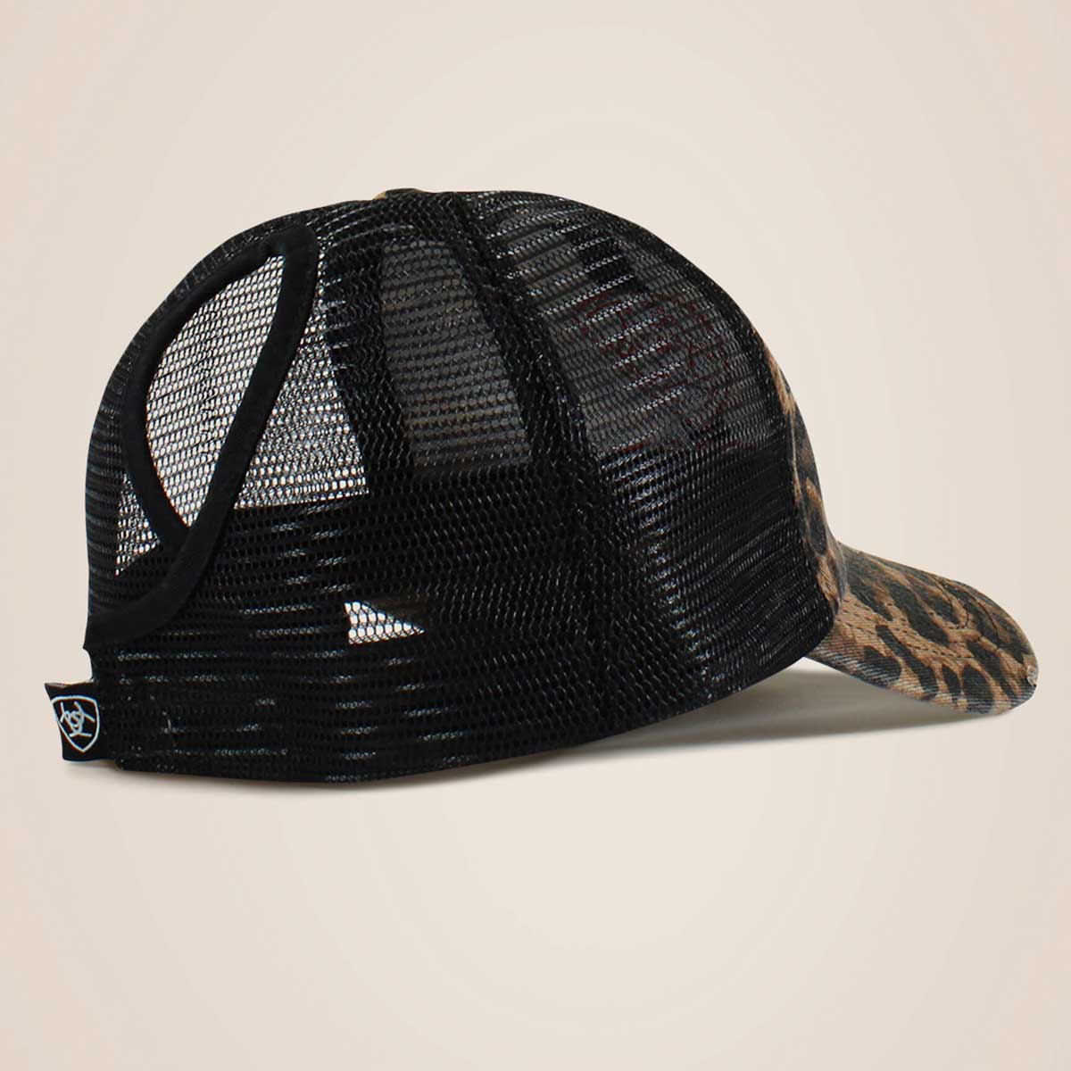 ARIAT Embossed Logo Cheetah Print Cap - Black