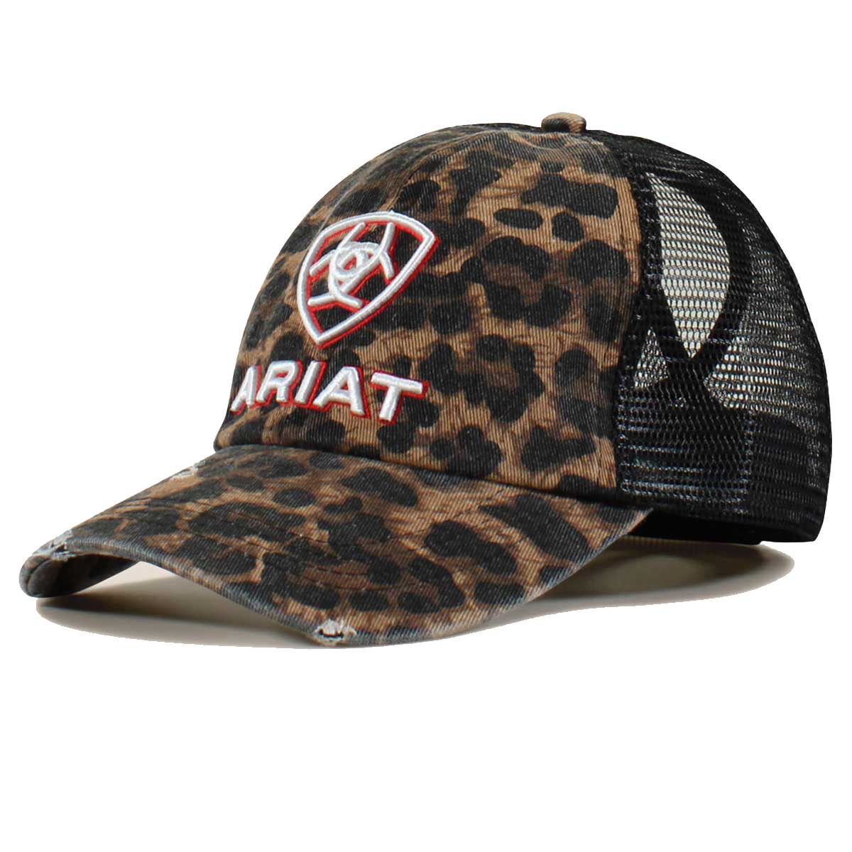 ARIAT Embossed Logo Cheetah Print Cap - Black