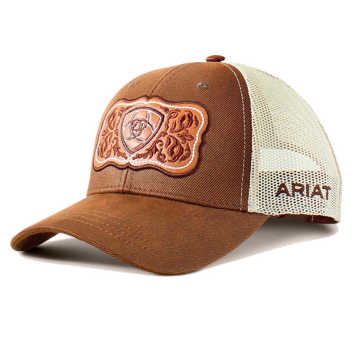 ARIAT Floral Leather Patch Cap - Brown