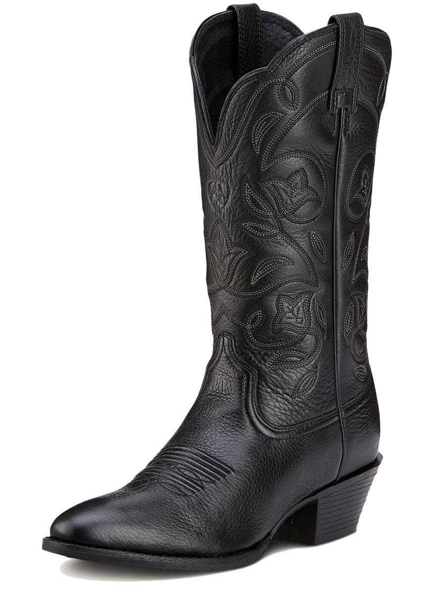 ARIAT Heritage Western R Toe Boots - Womens Cowgirl - Black Deertan