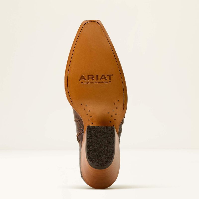 Ariat Jade X Toe Western Boot in Luxe Espresso Croc Print, sole and tread view