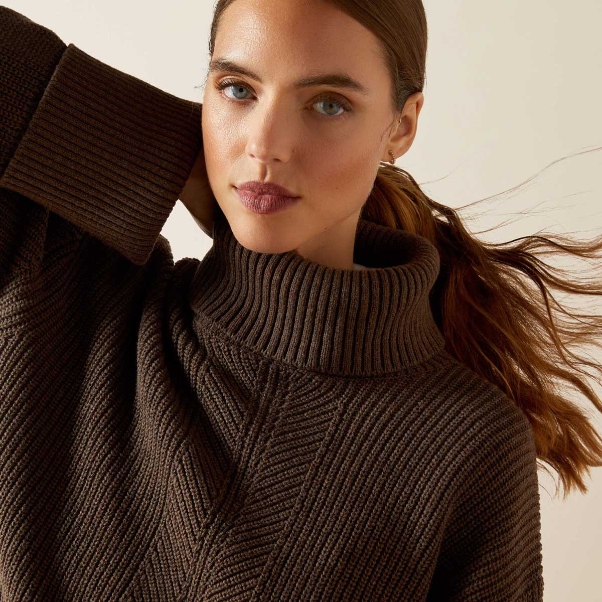 ARIAT Lendal Turtle Neck Sweater - Womens - Coffee Bean Heather